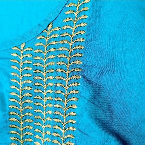 Calypso St Barth Target Dark Teal Cotton Drawstring Sleeveless Tank Top size L - Picture 6 of 10